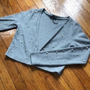 Zara pearl cardigan in gray